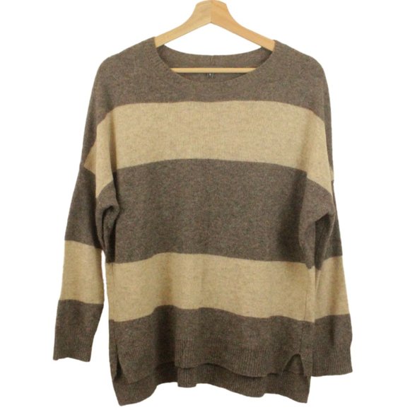Vince Wool & Yak Hair Striped Sweater Gray Beige Size Small - Picture 3 of 8